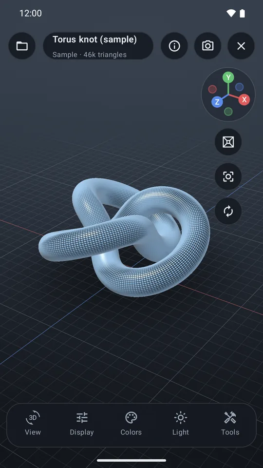 Shaded plus wireframe view of a torus knot.