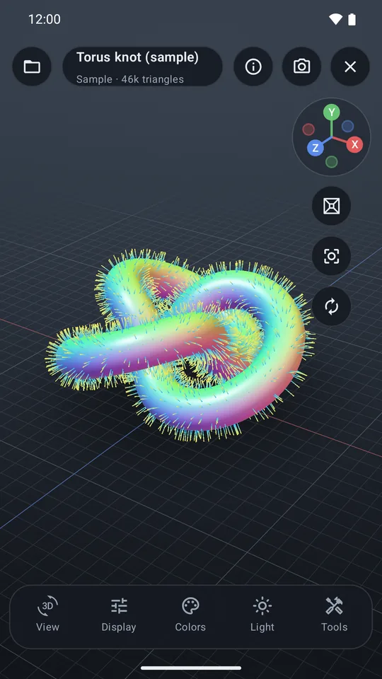 Normals view with colored surface normals.